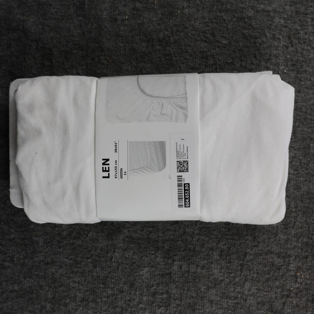 IKEA LEN Kids Fitted Sheet 38x61 White Cotton Bed Linen 1 Piece 60465280
